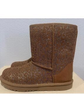 New UGG Australia Classic II Glitter Leopard Boots Youth Size 4 or Women's 5.5
